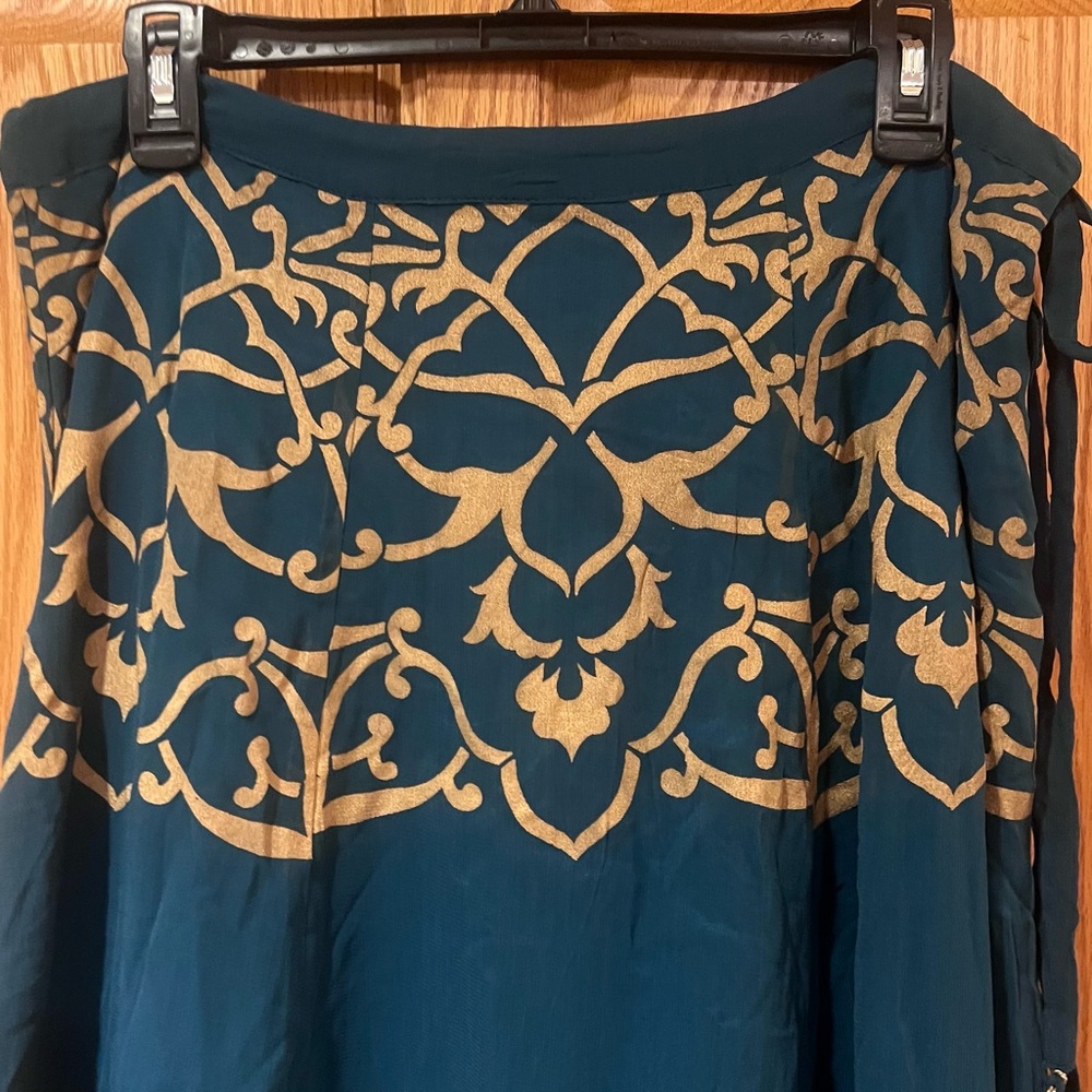 Soft Surroundings Vintage‎ Beaded Sequin Embellished Maxi Skirt Teal Gold Medium - Picture 2 of 16